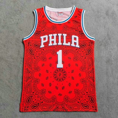 Maillot de Basket #1 Harden 76ers x Trillest Rouge